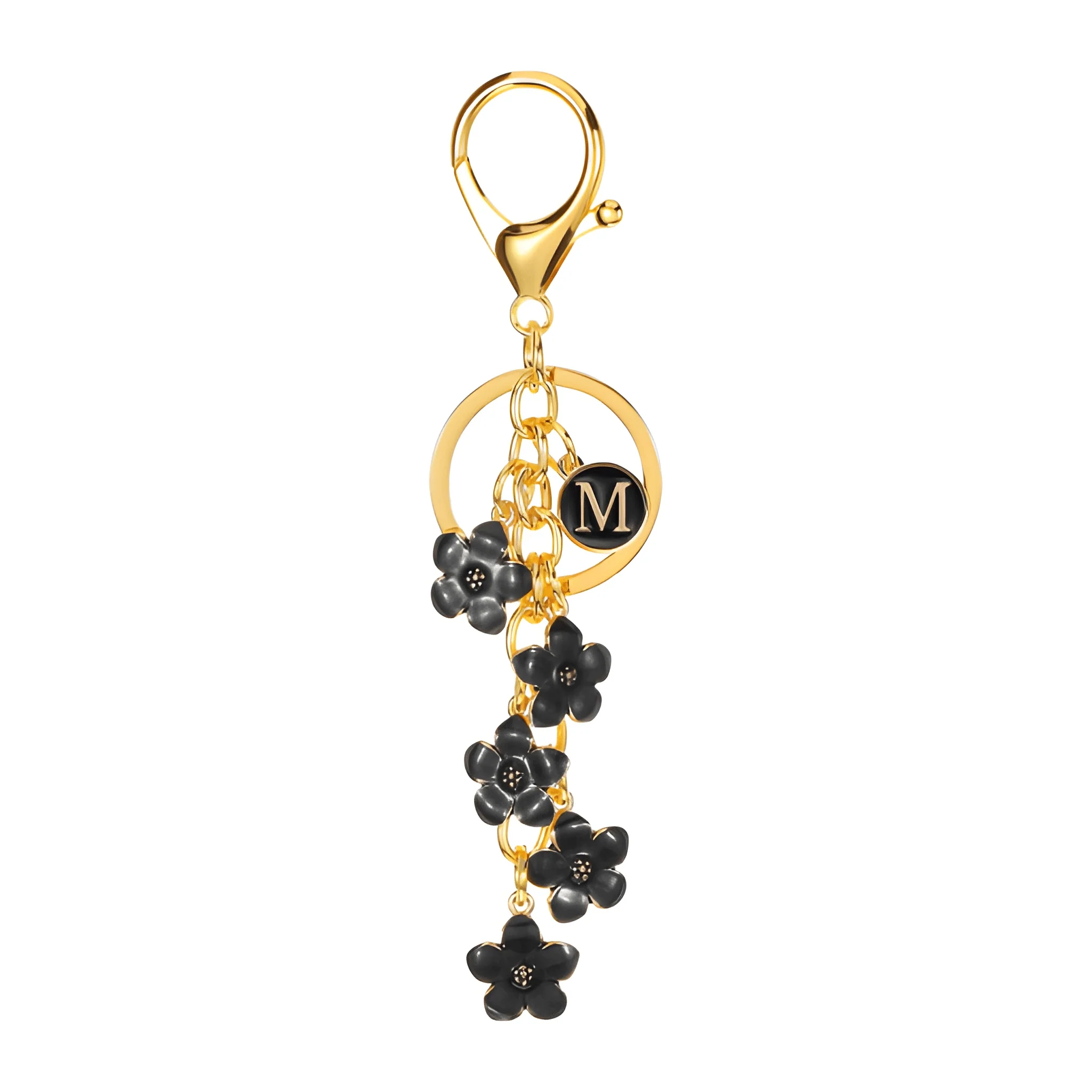 Daisy Flower Initial Letter - Bag Charm (Black) - Image 13