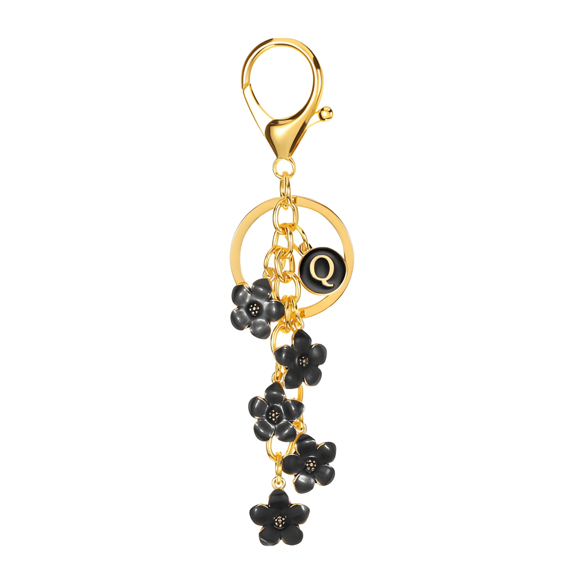 Daisy Flower Initial Letter - Bag Charm (Black) - Image 17
