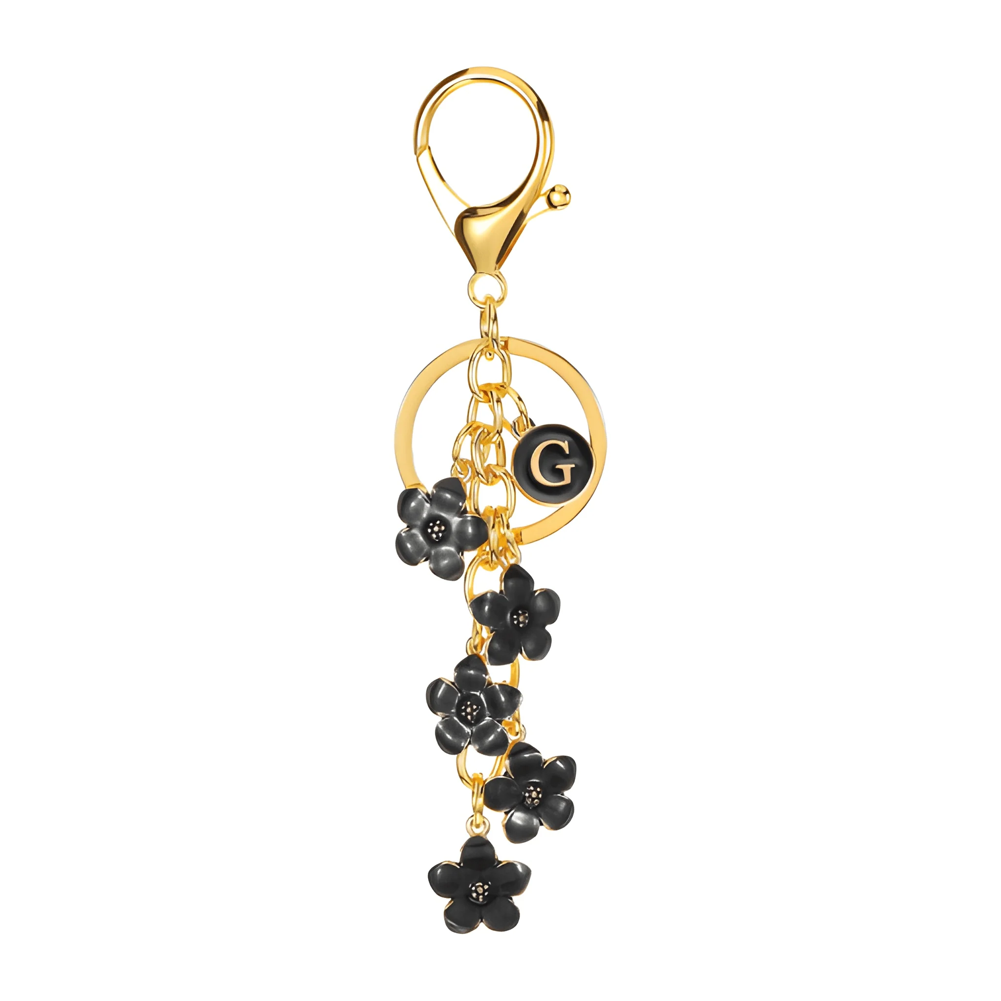 Daisy Flower Initial Letter - Bag Charm (Black) - Image 7